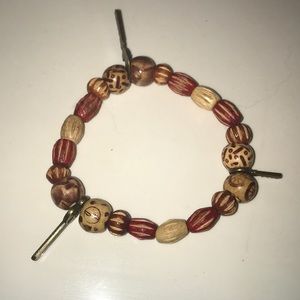 Wooden beads and keys bracelet